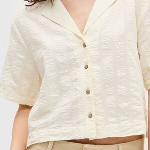 BDG Cream Textured Button-Down Shirt